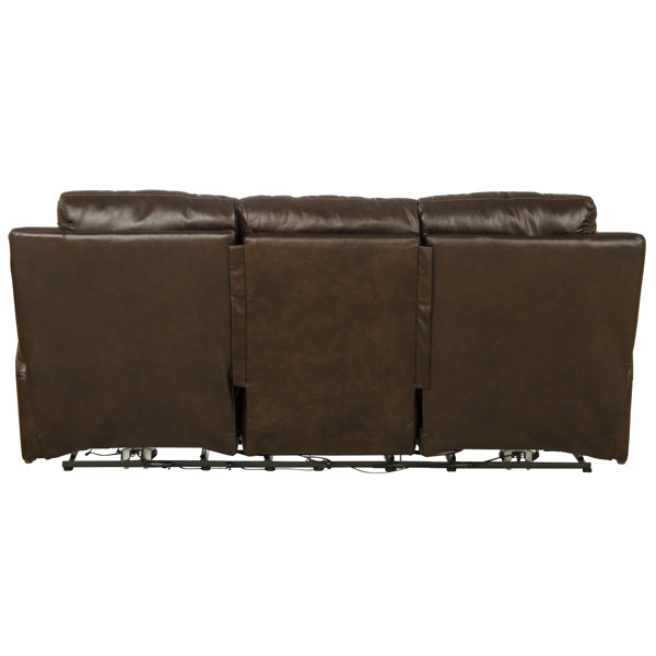 Lark Manor Akylah 90" Leather Match Pillow Top Arm Reclining Sofa